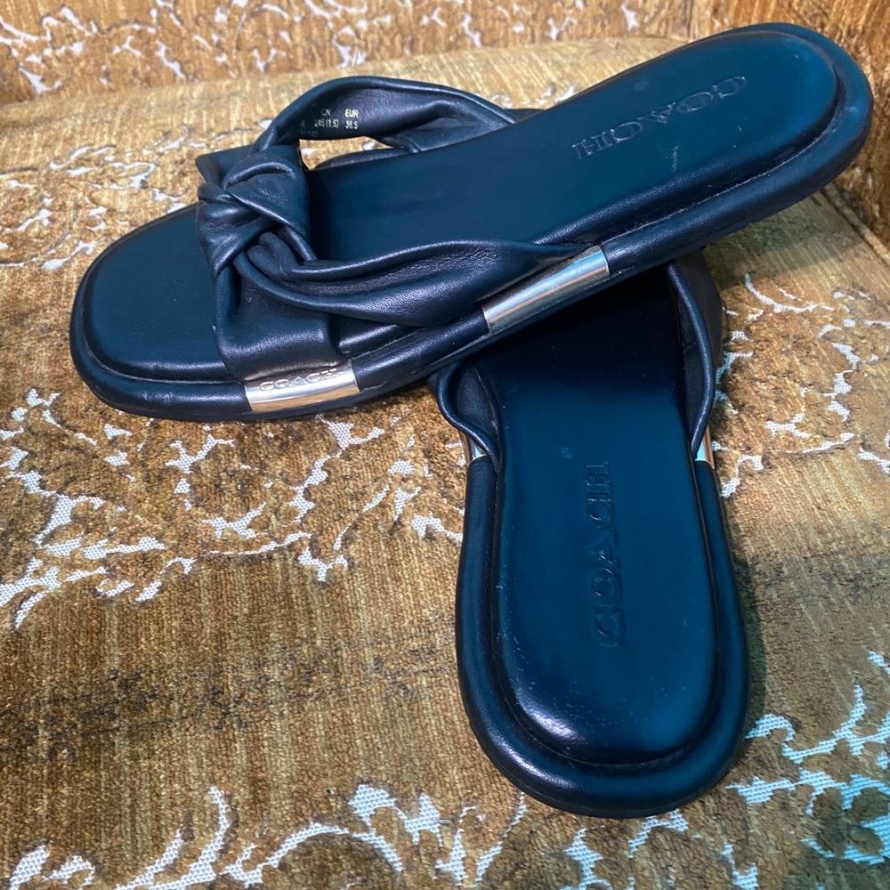 Coach Women's Black Knotted Slide Sandals - Picture 2 of 5